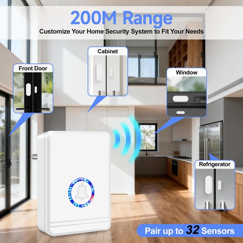 Wireless Motion Sensor Door Chime,NineLeaf Entry Alert Chime,Ring Alarm Contact
