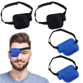 KWJEIULSOQ 4Stuck Augenklappe Medizinisch Eye Patches Augenpflaster Erwachsene Augenklappe Medizinisch Erwachsene Einzelne 3D Abdeckung, Verstellbare, Wiederverwendbar (D)