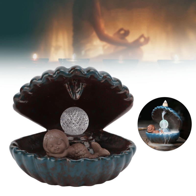 Incense Holder European Style Shell Shape LED Lamp Backflow Aromatherapy