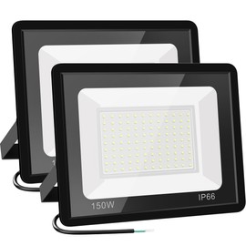 Gopretty 150W LED Flood Light Bulbs 2 Pack, Outdoor Waterproof IP66, 18000LM 6000K Daylight White, Exterior Security Floodlights for Yard, Garden, Garage, Workshop