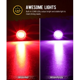 Partsam 10Pcs Dual Color 3/4" Round LED Marker Light Red to Purple Auxiliary Light Side Marker Clearance Light Indicators with Bullet Plug for Trailer Truck Pickup Camper RV