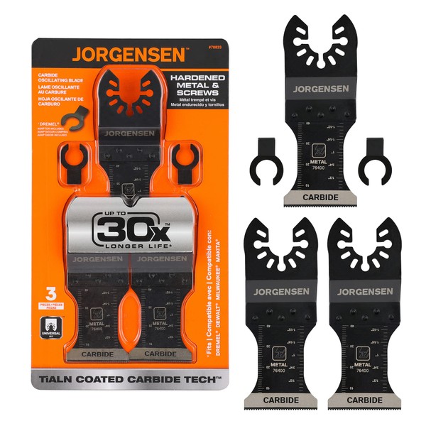 Jorgensen 3Pcs Multi Tool Blades for Metal, Carbide Multitool Blades