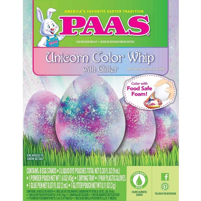 PAAS Easter Unicorn Color Whip with Glitter Egg Decorating Kit