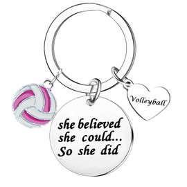 Nfyxcaz Volleyball Keyring For Teens Girls Inspirational Sports Gifts For Volleyball Players Teams She Believed She Could So She Did Keyring