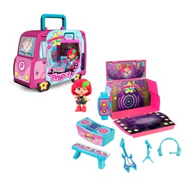 Pinypon Super Star on Tour, Suitcase, Autobus that Opens and Transforms into a Stage, Includes Singer Figure and All Accessories for the Concert, Children from 4 Years, Famous (PNY73000)
