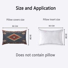 Orythyra Decorative Cushion Covers 30 x 50 cm Indian Style Southwest Blue Red Pillow Case Cushion Cover for Outdoor Patio Garden Blench Living Room Sofa Farmhouse Decor Rustic Linen 12x20 Inch