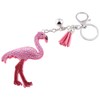Flamingo Keychain, Elegant Crystal Key Chain Ring WithTassel Flamingo Keyring