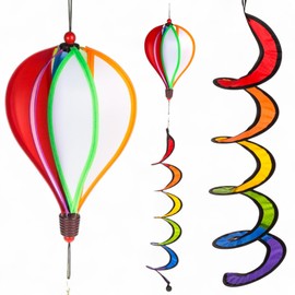MIJOMA Windspiel 3D Ballon – Ø25cm x H90cm | Buntes Garten-Deko Windspiel aus Nylon & Fiberglas | Wetterfestes Hänge-Dekoelement für Balkon, Terrasse & Garten