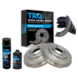 TRQ Rear Brake Shoes & 2 Drums Kit w/Chemicals Compatible with 2001-2005 Honda Civic