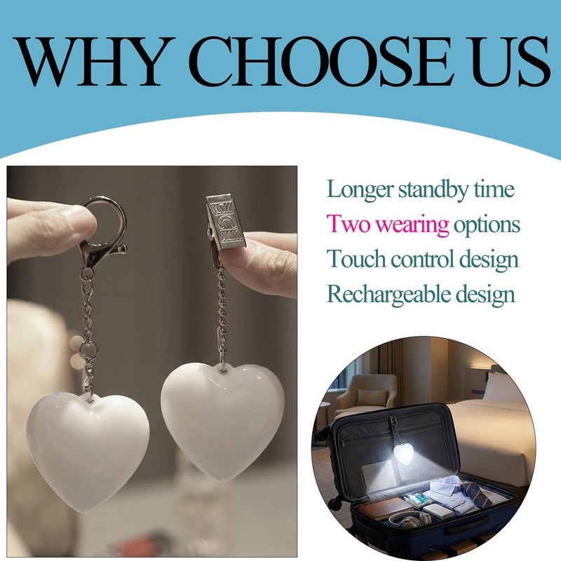 Purse Light with Auto Sensor, Touch Control, Rechargeable Heart Shaped
