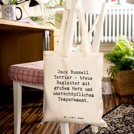 Mr. & Mrs. Panda Tote Bag Saying Jack Russell Terrier - Gift, Adventure Desire, Tireless Energy, Loyalty, Laptop Bag, Dog Breeds, Shopping Bag, Pet, Dog Breeds Care, Clever, White, Hand Drawn