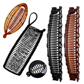 Pack of 5 banana clips, banana hair clips, ponytail holder, banana clip hair, clincher combs tool, suitable for long, curly or straight hair