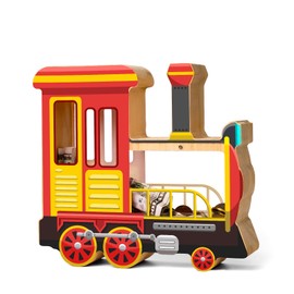 Uniwooder Wooden Locomotive Piggy Bank for Kids, Train Money Box with Acrylic Panels, Unbreakable Toddler Saving Coin Jar for Boys Girls, Kids Coin Bank with Letter Sticker for Birthday, Home Décor