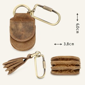 MANAGE Leather Keyring for Coins with Key Ring and Carabiner Unisex - Keychain for Car Keys Including Mini Coin Purse - Large Choice of Colours, Hunter Brown