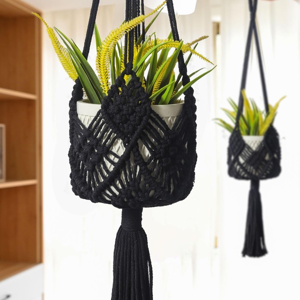 XINBOR Hanging Planter with Patterns,2Packs Macrame Plant Hangers Indoor Macrame