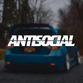 Antisocial Windshield Banner Vinyl Sticker Decal - 8x3 Inches Bold Waterproof for Laptops Bumper Mirror Boat Men Adults Cars Trucks Tablets Wall Window Vehicles