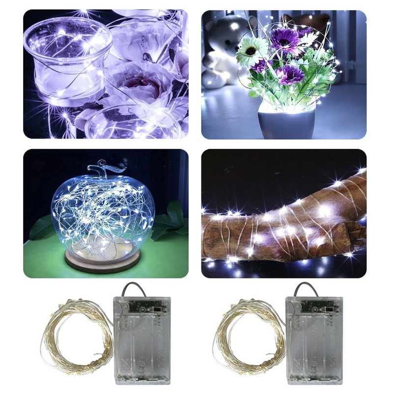 BXROIU 2 x20LEDs Fairy Lights Battery Operated, Silver Wire 2
