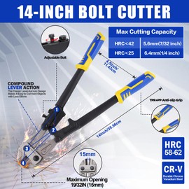 Evertools 4pc Bolt Cutter Pliers Sets, Heavy Duty Bolt Cutters, 14" Bolt Cutter and 8" Wire Cable Cutter, Mini 8" Bolt Cutter, 8" Cable Cutter for Cutting Locks, Steel Wire, Barbed Wire, Chains