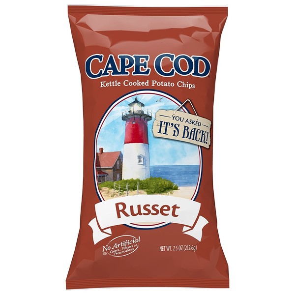 Cape Cod Potato Chips, Russet Kettle Cooked, 7.5 Ounce
