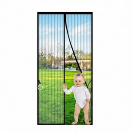 Magnetic Screen Door Fit Door Size 36 x 82 inch,Screen Size 38x84 inch, Self Sealing, Heavy Duty, Hands Free Mesh Screen Door with Magnets Screens Door Curtain(Black)