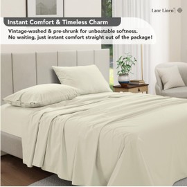 Lane Linen Twin Sheet Sets - 100% Cotton Twin Sheet Set, 3Pc Twin Size Sheet Set, Pre-Washed, Pre-Shrunk Percale Bed Sheets, Soft Twin Sheets, Dorm Room Essentials,15" Twin Sheets Deep Pockets - Ivory