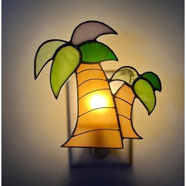 Palm Tree Stained Glass Night Light: Premium Handmade in USA