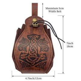 Medieval Belt Pouch,Brown Viking Bags,Renaissance Coin Pouch,Vintage Drawstring Waist Bag,Dice Bag LARP Cosplay Accessories