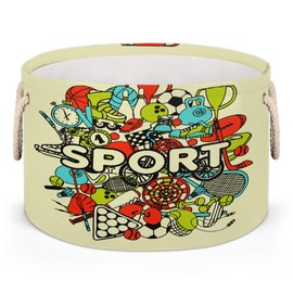 Sport Soccer Football Baseball Ball Storage Basket Cube Laundry Basket Large Storage Basket Bin with Handle Clothes Basket Laundry Hamper Organizer for Nursery Home Office