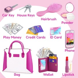 The Magic Toy Shop Toy Little Girls Handbag, Purse and Accessories - Kids Pretend Makeup Sets for Girls Pretend Play Toys for Girls - Role Play Toys for 3 Year Old and Above
