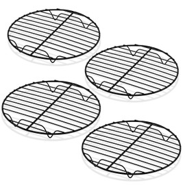 TeamFar Cooling Rack Set of 4, Coated Stainless Steel 7.5inch Round Cooking Wire Rack for Baking/Roasting/Steaming/Grilling/Cooling, Healthy & Sturdy, Oven Safe & Anti-melt, Easy Clean
