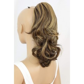 PRETTYSHOP 14" Hair Piece Pony Tail Clip On Extension Voluminous Wavy Heat-Resisting Dark brown mix # 4H27 H60C