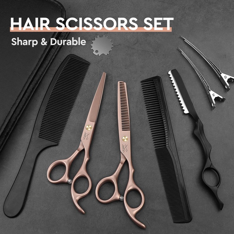 JASON Professional 10-Piece Haircut Scissors Set - 6.7" Thinning/Texturizing Scissors,