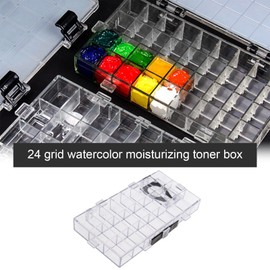 Painting Palette Box 24 Compartments Empty Airtight Paint Container for Watercolor Half Pan Gouache Acrylic Oil Painting Travel Palette Case