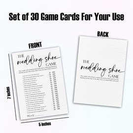 IKFRGN Minimal White Bridal Shower Game, The Wedding Shoe Game Cards, 30 Wedding Party Game Cards for Couple-to-Be, Newlyweds, Bride & Groom Funny Activities Supplies & Decorations - A05