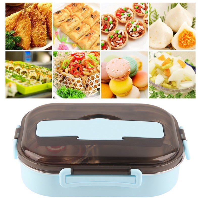 Stainless Steel Lunch Box Food Grade Safe 4 Compartments Portable