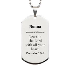 LANKEST Christian Nonna Gifts Trust in the Lord with all your heart Bible Verse Scripture Silver Dog Tag Baptism Confirmation Gifts for Nonna