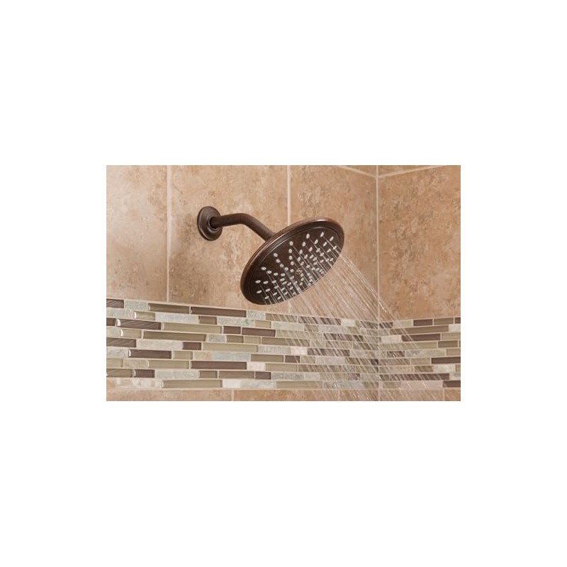 Moen Oil Rubbed Bronze Bathroom Rain Showerhead, 8-inch Wide Fixed