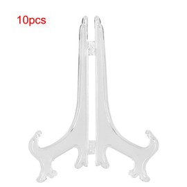 10 x Plastic Flat Folding Holders Easels or Flat Decorative Frame Podium Racks for Weddings, Birthdays, Decoration, Plates (17.5 cm)