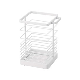 Tenma Upright Tool Stand for Kitchen Tools, Rust-Resistant Design, Can Be Stored Together With Included Kitchen Scissors Holder, Kitchen Tool Stand, White, Approx. 5.1 x 4.3 x 7.1 inches (13 x 11 x 18 cm)