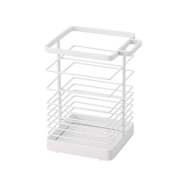 Tenma Upright Tool Stand for Kitchen Tools, Rust-Resistant Design, Can Be Stored Together With Included Kitchen Scissors Holder, Kitchen Tool Stand, White, Approx. 5.1 x 4.3 x 7.1 inches (13 x 11 x 18 cm)