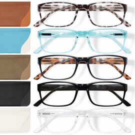 Gaoye Reading Glasses Blue Light Blocking, Readers for Women Men Anti Glare Filter Lightweight Spring Hinge Eyeglasses (5-pack Mix Color with Case, 4.0)
