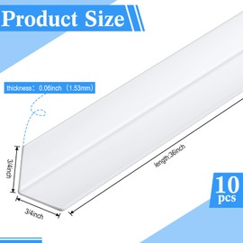 Sasylvia 10 Pcs Wall Corner Protector Guards, Vinyl 3/4 x 36 Inch Corner Trim Molding, Avoid Scratching Scuffs, Ease Install and Cleaning for Door Countertop Furniture Cabinet Protection, White
