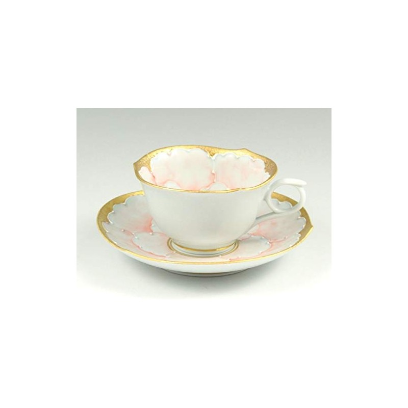 Arita Ware Bunzan Kiln Gold Pink Peony Wreath Shallow Type