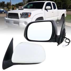 Lqito Left Driver Side Mirror Compatible With 2005 2006 2007 2008 2009 2010 2011 Toyota Tacoma With Manual Folding Power Glass White Replace#8794004180(3Pins)