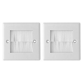 ChaosssCo Single Gang 86mm*86mm Brush Style Opening Passthrough Low Voltage Insert Cable Wall Plate Decoration, White (2 Pack)