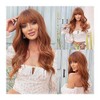 Wigs for Women Red Brown Orange Copper Wigs with Bangs Long Water Wave Synthetic Wigs for Women Afro Ginger Cosplay Daily Heat Resistant Wig Wig for Daily Party Use