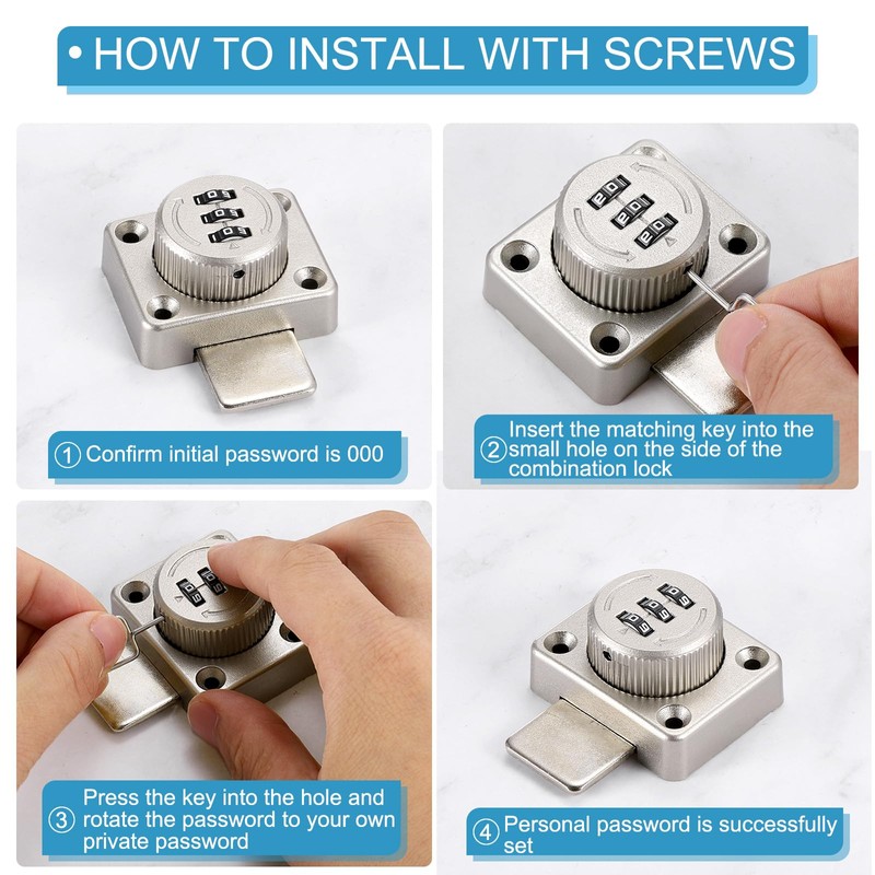 PATIKIL Cabinet Password Latch, Zinc Alloy Keyless Combination Lock 3-Digit