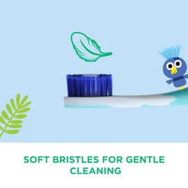 GUM Junior Zahnbürste | für Kinder im Alter von 6-9 Jahren | gepolsterter Kopf | weiche Borsten | rutschfester Griffgriff | Saugnapf | 1 Stück | 4 x 1 Stück (mit 1 Bonusprobe)