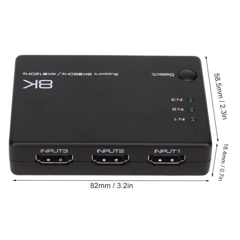 8K HD Switcher 3 In 1 Out 40Gbps Fast Stable