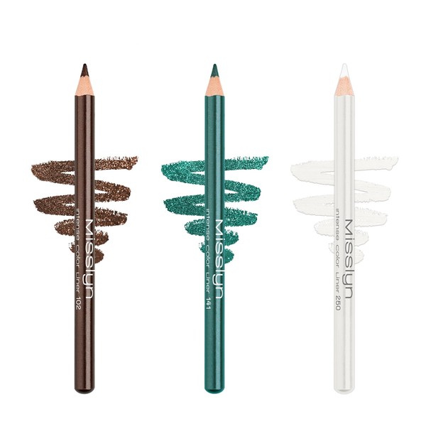 Misslyn Eyeliner without burrs, 3 make-up pens with intense colour